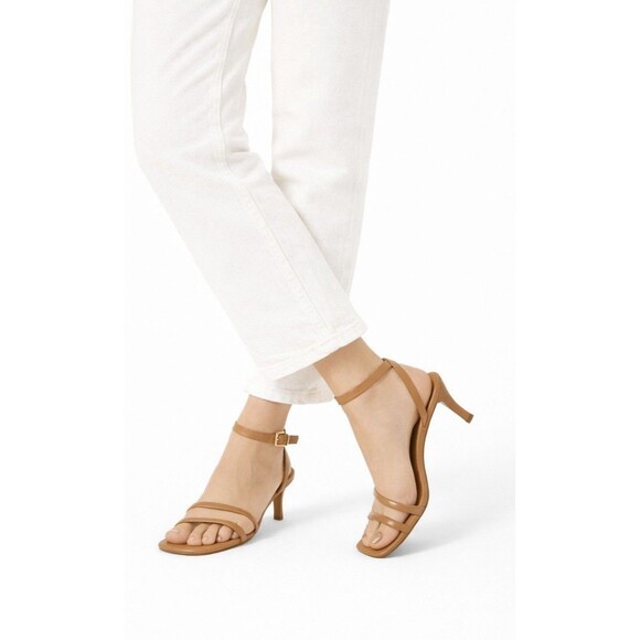 Madewell Shoes - Madewell Shia Ankle Strap Sandals Tan Leather Clean Girl Minimalist Heels Size 9